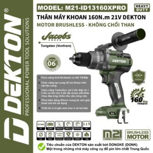 Máy Khoan Pin DEKTON M21-ID13160XPRO 21V Siêu Mạnh (160Nm) - Bản Nâng Cấp Chuyên Nghiệp